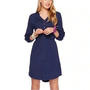Lilly Pulitzer Beckett Blouson Jersey Navy Mini Dress Women Size XS